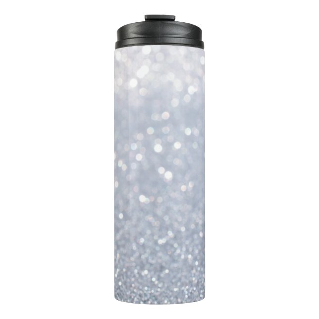 shiny of silver glitter abstract background thermal tumbler (Front)