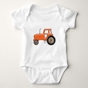 Shiny Orange Tractor Baby Bodysuit