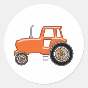 Shiny Orange Tractor Classic Round Sticker