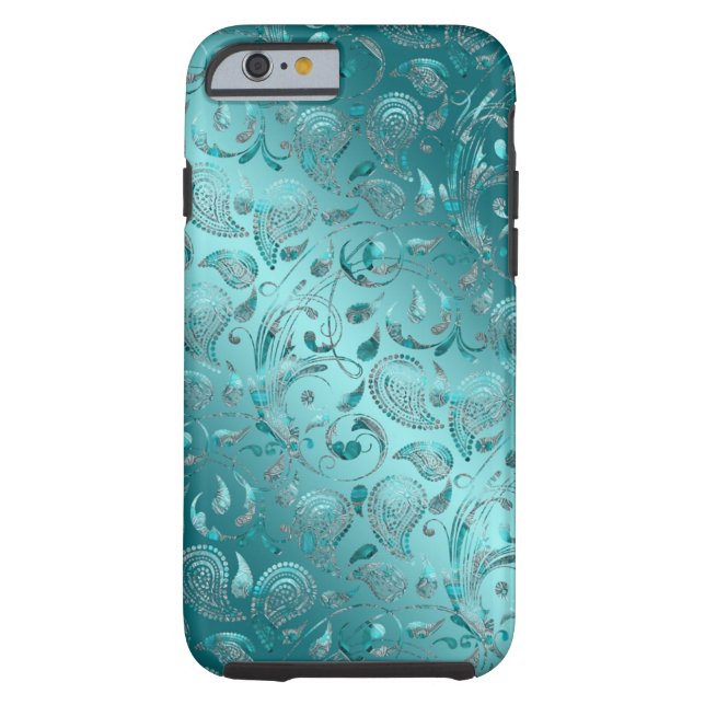 Shiny Paisley Turquoise Case-Mate iPhone Case (Back)