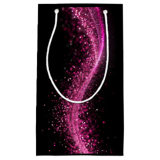 Shiny paper bag in pink sequins is black