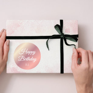 Shiny Pink Birthday Sticker   Custom Monogram