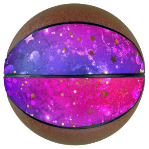 Shiny Pink Blue Background Basketball