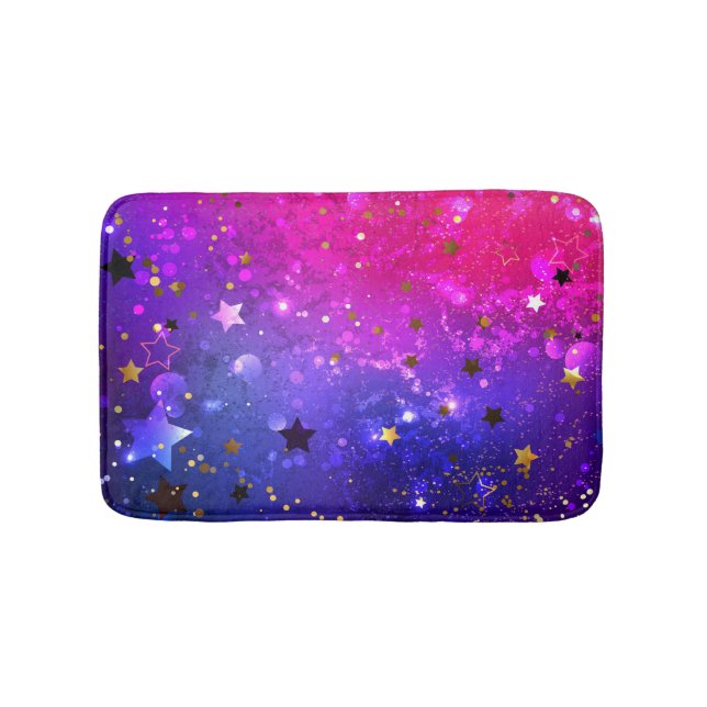 Shiny Pink Blue Background Bath Mat (Front)