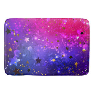 Shiny Pink Blue Background Bath Mat