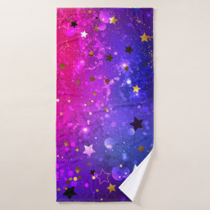 Shiny Pink Blue Background Bath Towel