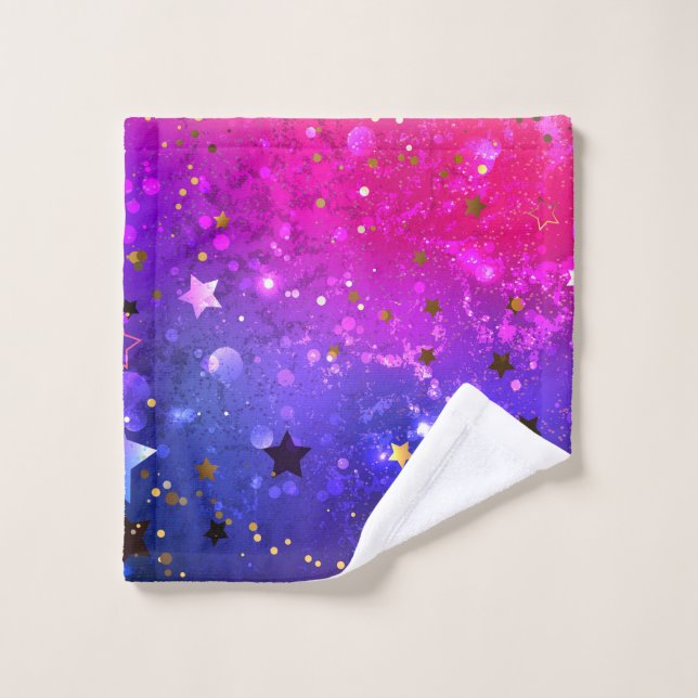 Shiny Pink Blue Background Bath Towel Set (Wash Cloth)