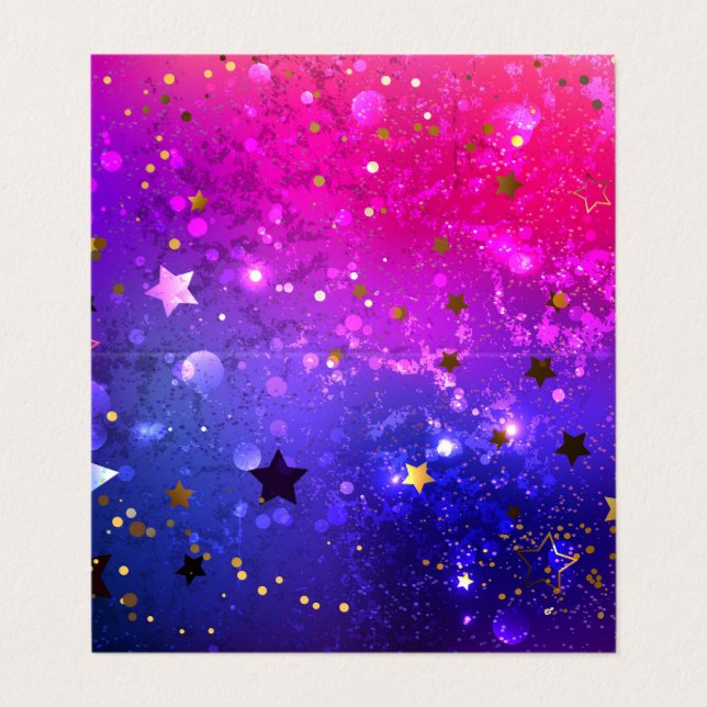 Shiny Pink Blue Background Business Card (Outside Unfolded)