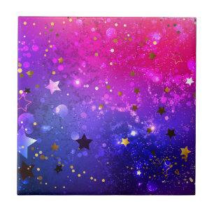 Shiny Pink Blue Background Ceramic Tile