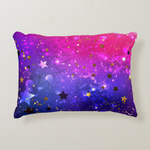 Shiny Pink Blue Background Decorative Cushion