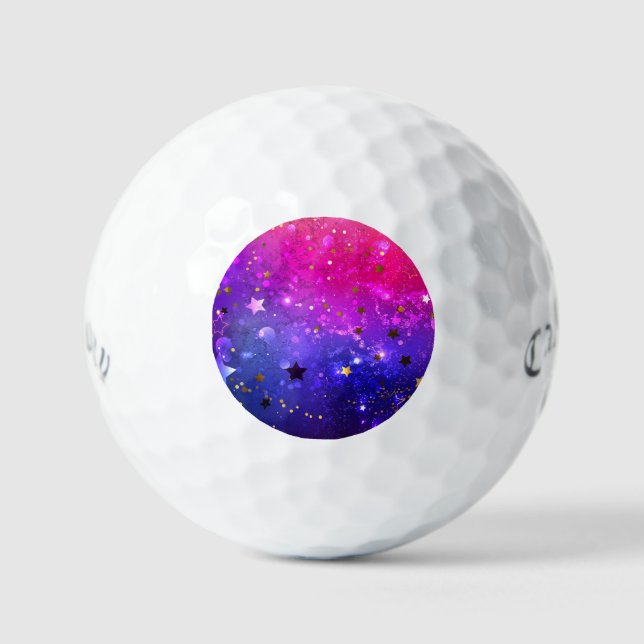 Shiny Pink Blue Background Golf Balls (Front)