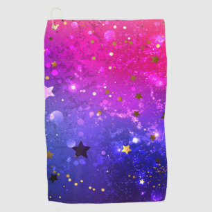 Shiny Pink Blue Background Golf Towel