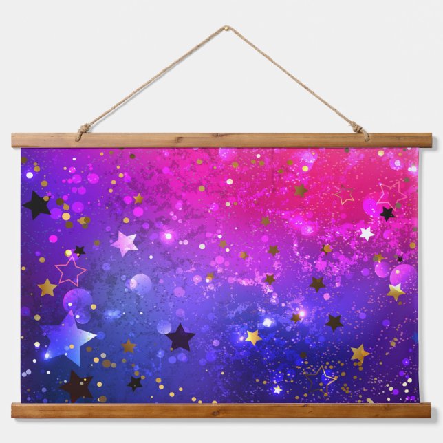 Shiny Pink Blue Background Hanging Tapestry (Front)