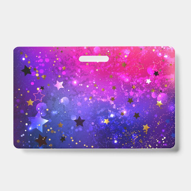 Shiny Pink Blue Background ID Badge (Front)