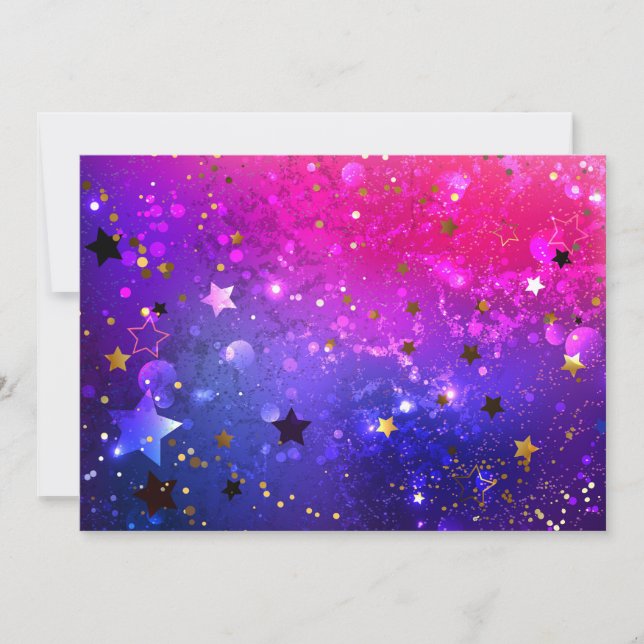 Shiny Pink Blue Background Invitation (Front)