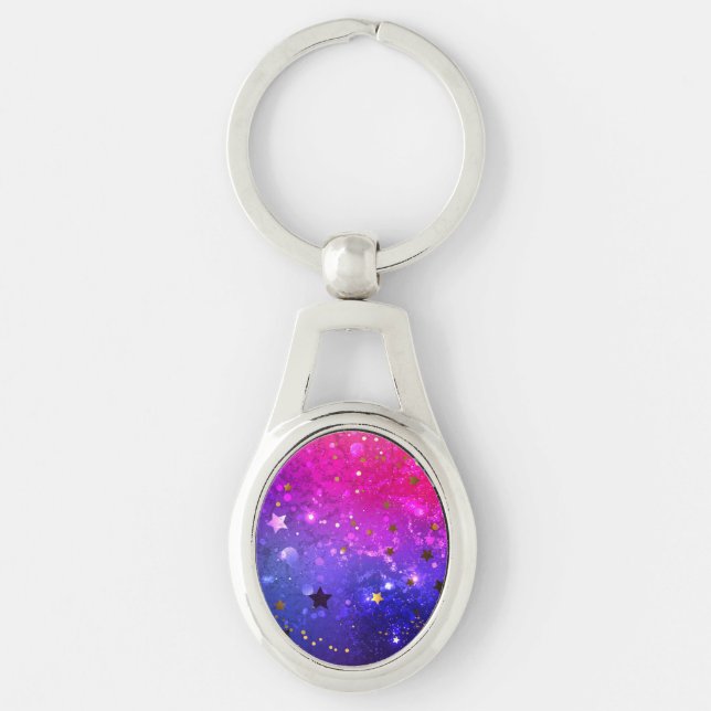 Shiny Pink Blue Background Key Ring (Front)