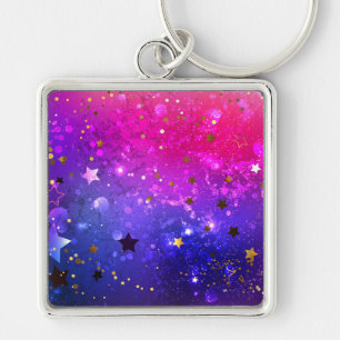 Shiny Pink Blue Background Key Ring