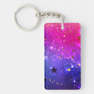 Shiny Pink Blue Background Key Ring