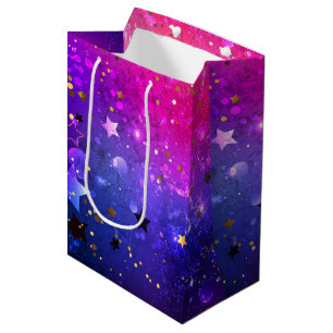 Shiny Pink Blue Background Medium Gift Bag