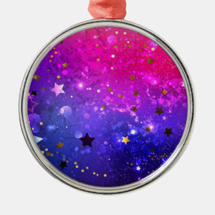Shiny Pink Blue Background Metal Ornament
