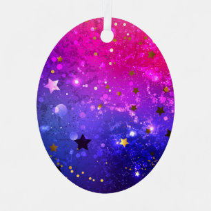 Shiny Pink Blue Background Metal Tree Decoration