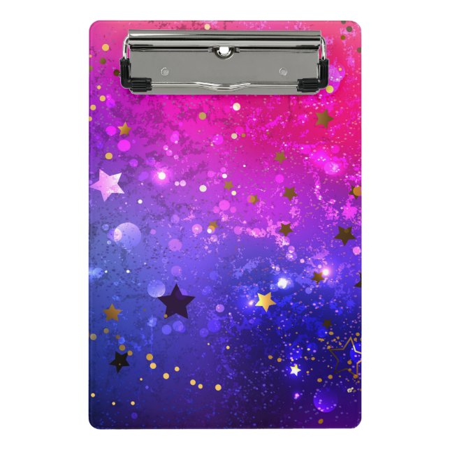 Shiny Pink Blue Background Mini Clipboard (Front)