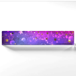Shiny Pink Blue Background Nameplate