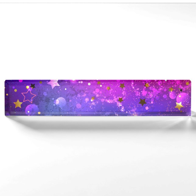 Shiny Pink Blue Background Nameplate (Front)