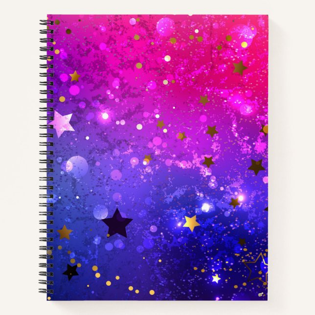 Shiny Pink Blue Background Notebook (Front)
