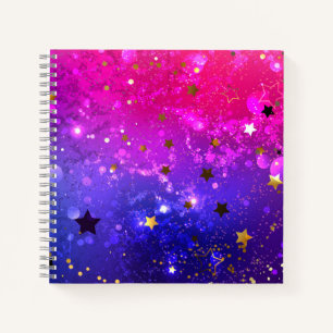 Shiny Pink Blue Background Notebook