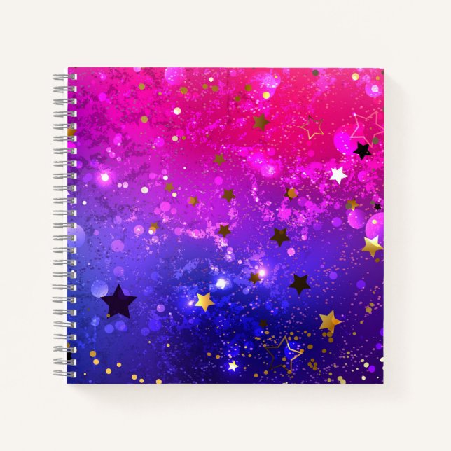 Shiny Pink Blue Background Notebook (Front)