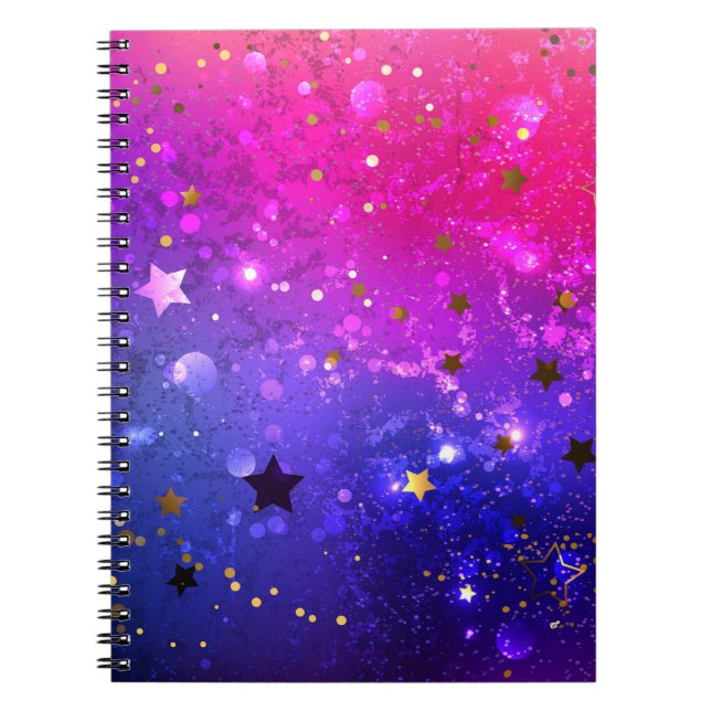 Shiny Pink Blue Background Notebook (Front)