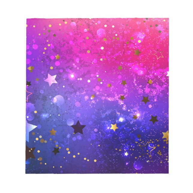 Shiny Pink Blue Background Notepad (Front)