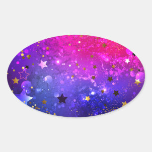 Shiny Pink Blue Background Oval Sticker