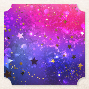 Shiny Pink Blue Background Paper Coaster