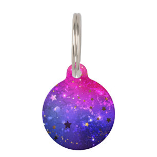 Shiny Pink Blue Background Pet Tag