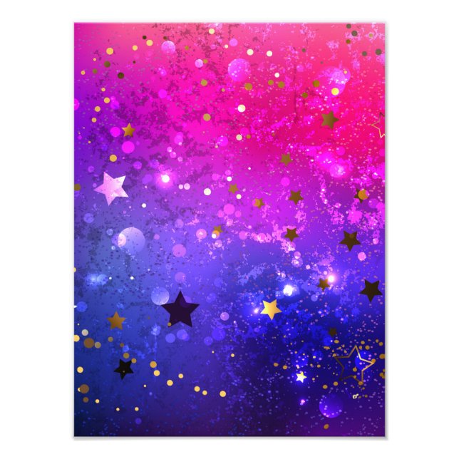 Shiny Pink Blue Background Photo Print (Front)