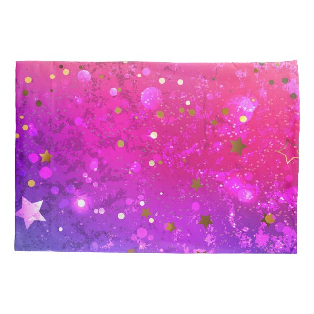 Shiny Pink Blue Background Pillowcase (Back)