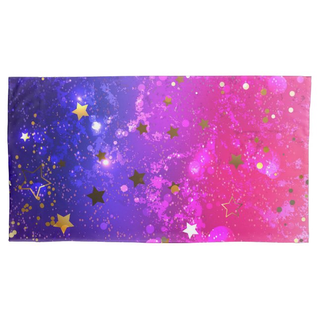 Shiny Pink Blue Background Pillowcase (Front)