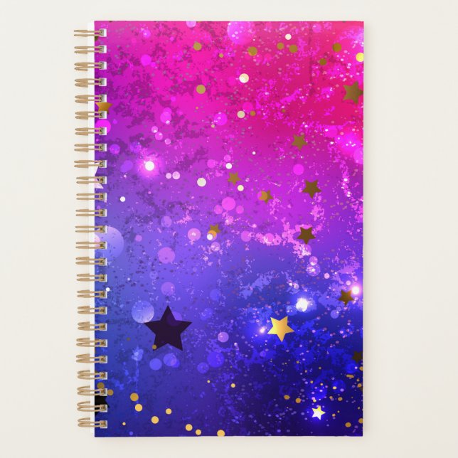 Shiny Pink Blue Background Planner (Front)