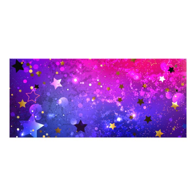Shiny Pink Blue Background Rack Card (Front)
