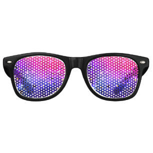 Shiny Pink Blue Background Retro Sunglasses