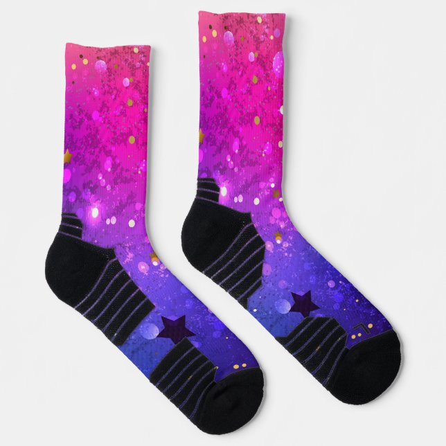 Shiny Pink Blue Background Socks (Right)