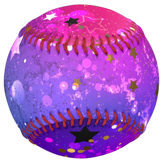Shiny Pink Blue Background Softball (Front)