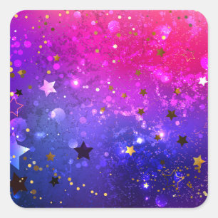 Shiny Pink Blue Background Square Sticker