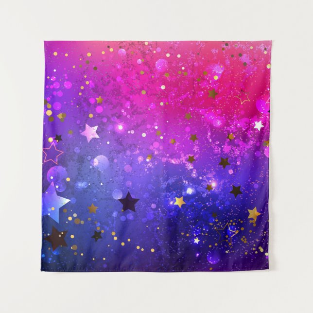 Shiny Pink Blue Background Tapestry (Front)