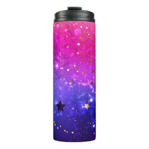 Shiny Pink Blue Background Thermal Tumbler