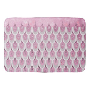 Shiny Pink Glitter Mermaid Fish Scales Bath Mat