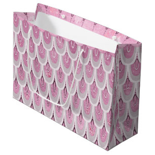 Shiny Pink Glitter Mermaid Fish Scales Large Gift Bag