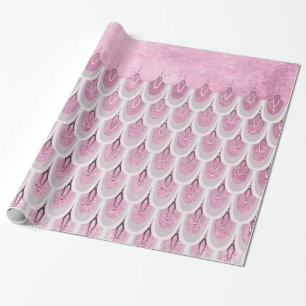 Shiny Pink Glitter Mermaid Fish Scales Wrapping Paper